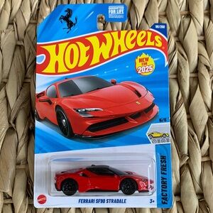 Ferrari SF90 Stradale Hot Wheels Red Diecast RaceCar New License 2025 Hotwheels